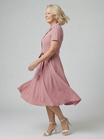 Women's Midi Dress with Wrap Bodice for Everyday Wear