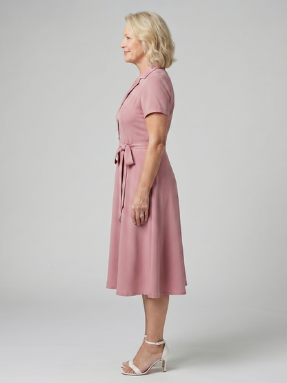 Women's Midi Dress with Wrap Bodice for Everyday Wear