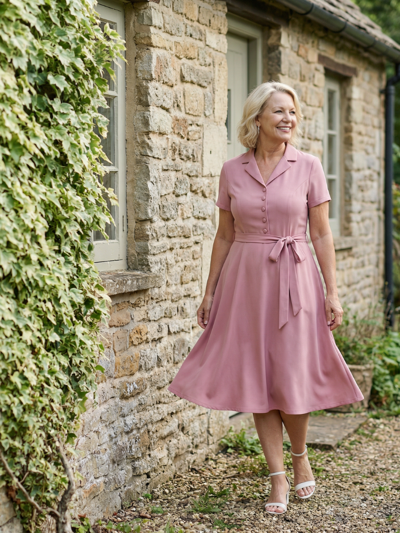 Women's Midi Dress with Wrap Bodice for Everyday Wear