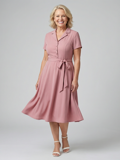 Women's Midi Dress with Wrap Bodice for Everyday Wear