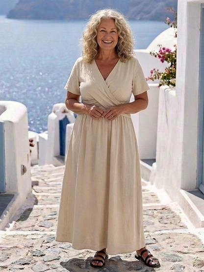 Women's Midi Dress with Wrap Waist for Warm Weather