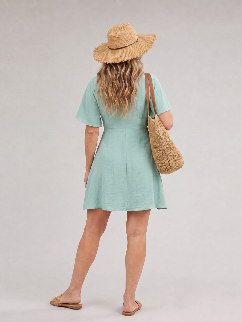 Women's Mini Dress with Flutter Sleeves for Casual Daytime