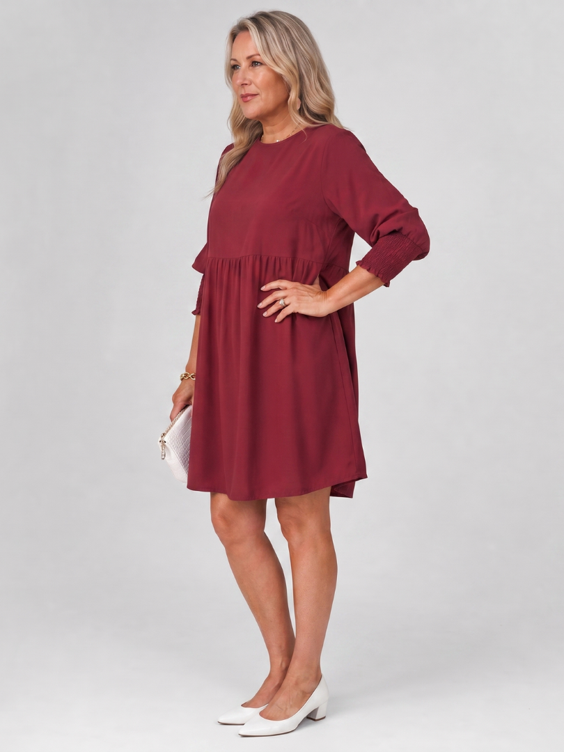 Women's Mini Dress with Smocked Cuffs for Casual Days