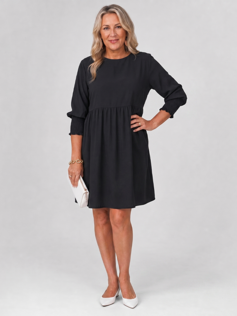 Women's Mini Dress with Smocked Cuffs for Casual Days