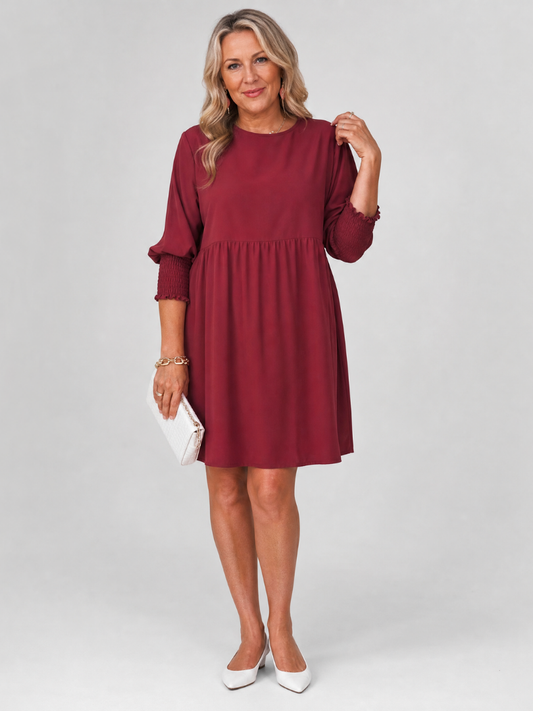Women's Mini Dress with Smocked Cuffs for Casual Days