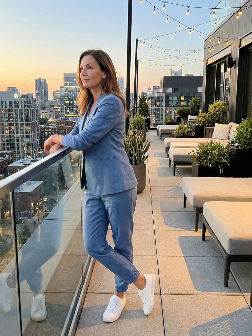 Women's Notch Collar Suit with Drawstring Trousers for Office