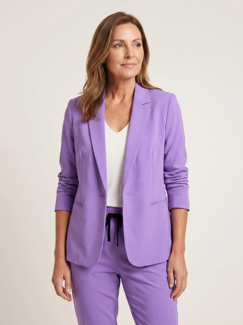Women's Notch Collar Suit with Drawstring Trousers for Office