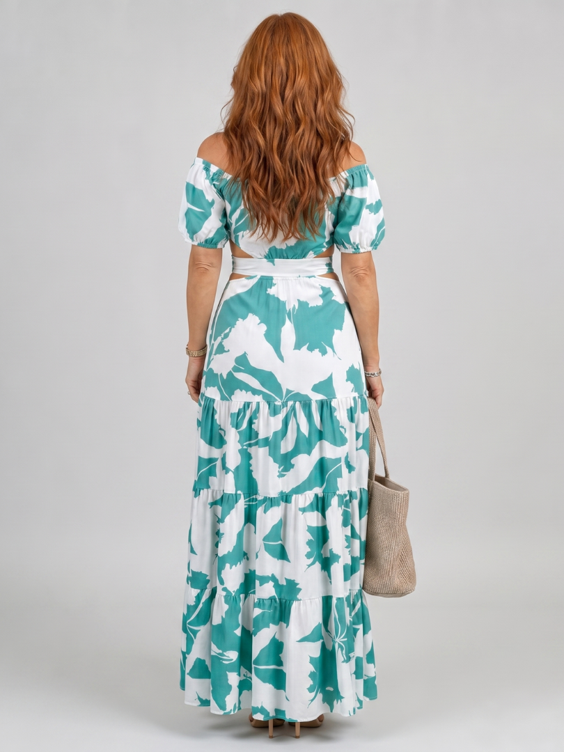 Women's Off Shoulder Maxi Dress with Cutout for Resort