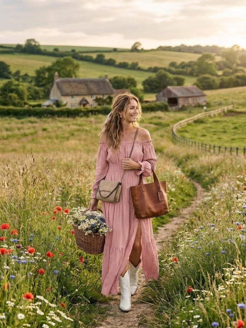 Women's Off Shoulder Maxi Dress with Smocked Waist