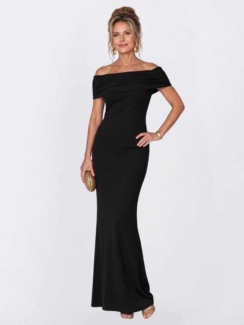 Women's Off-Shoulder Maxi Dress with Twist Back for Evening