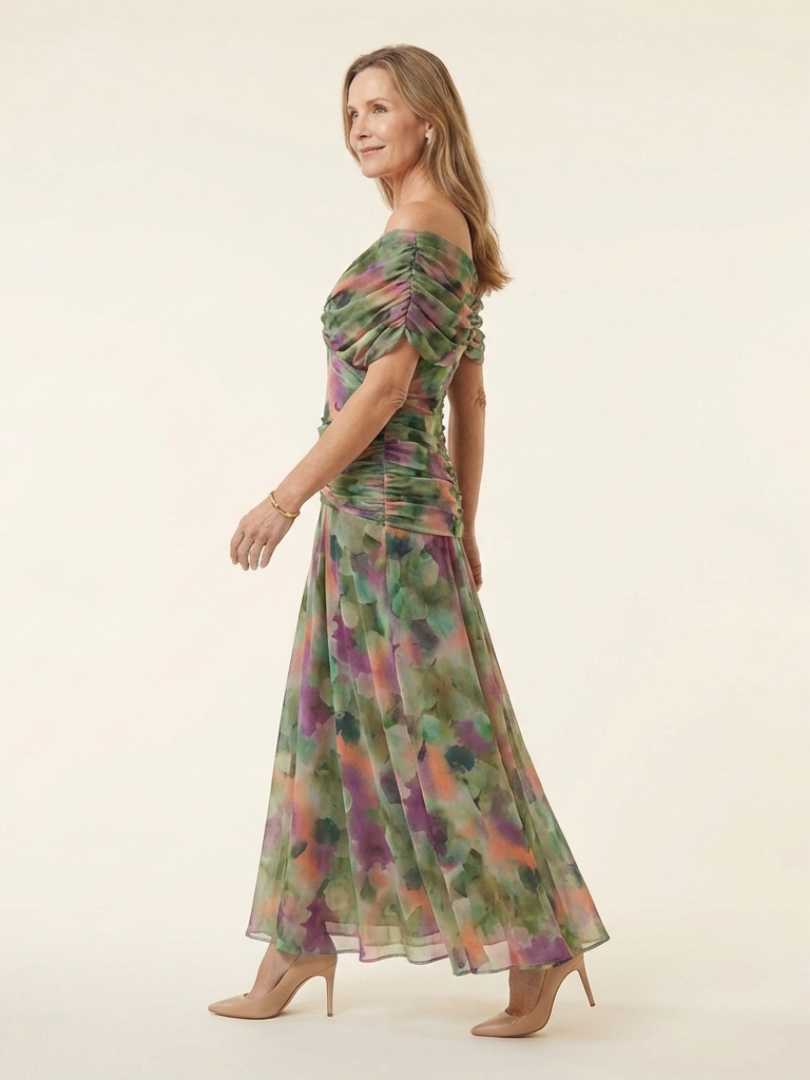 Women's Off Shoulder Twist Front Midi Dress for Events