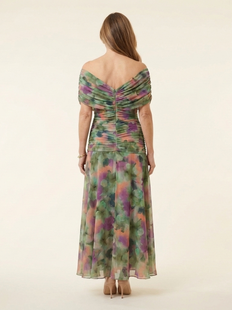 Women's Off Shoulder Twist Front Midi Dress for Events