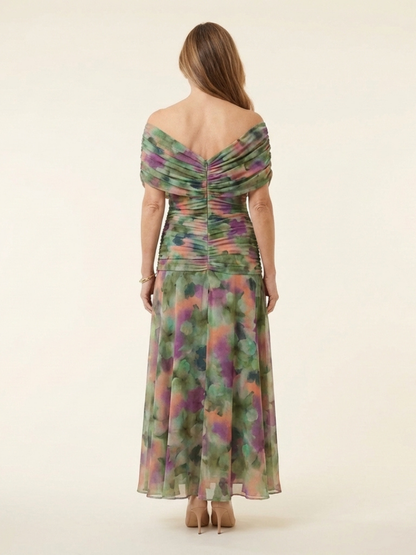 Women's Off Shoulder Twist Front Midi Dress for Events