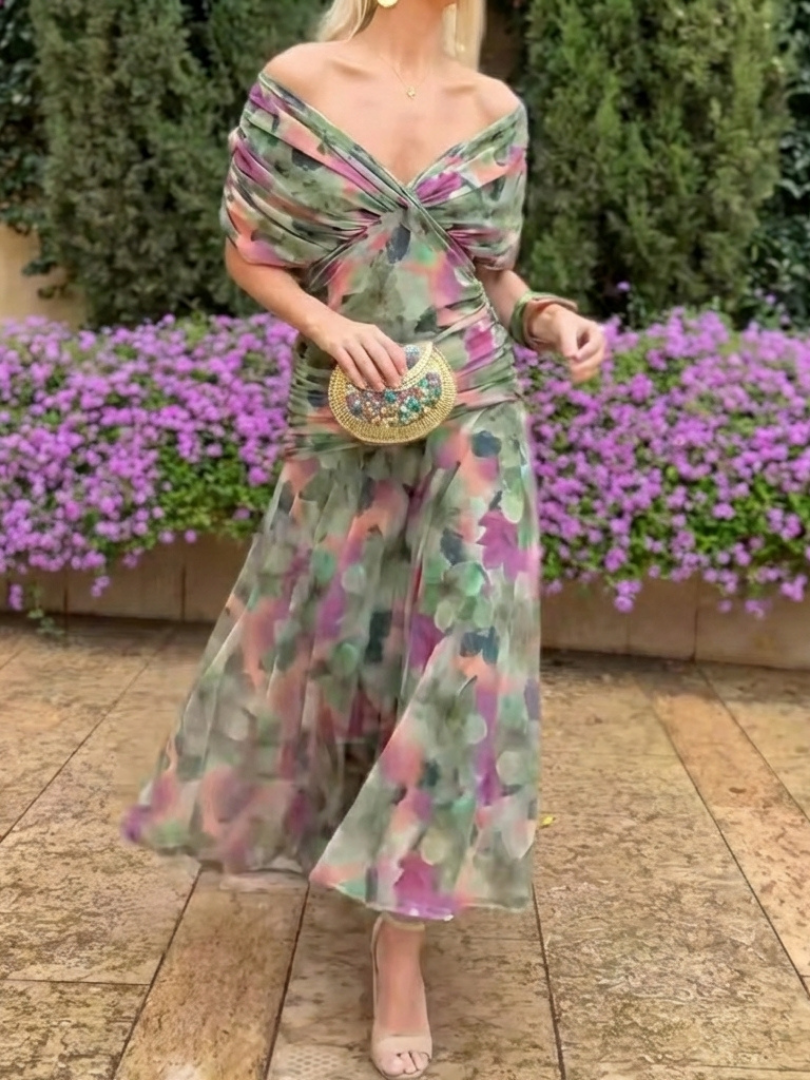 Women's Off Shoulder Twist Front Midi Dress for Events