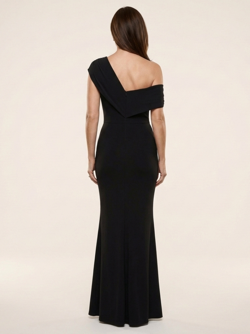 Women's One Shoulder Maxi Dress with Draped Bodice for Event
