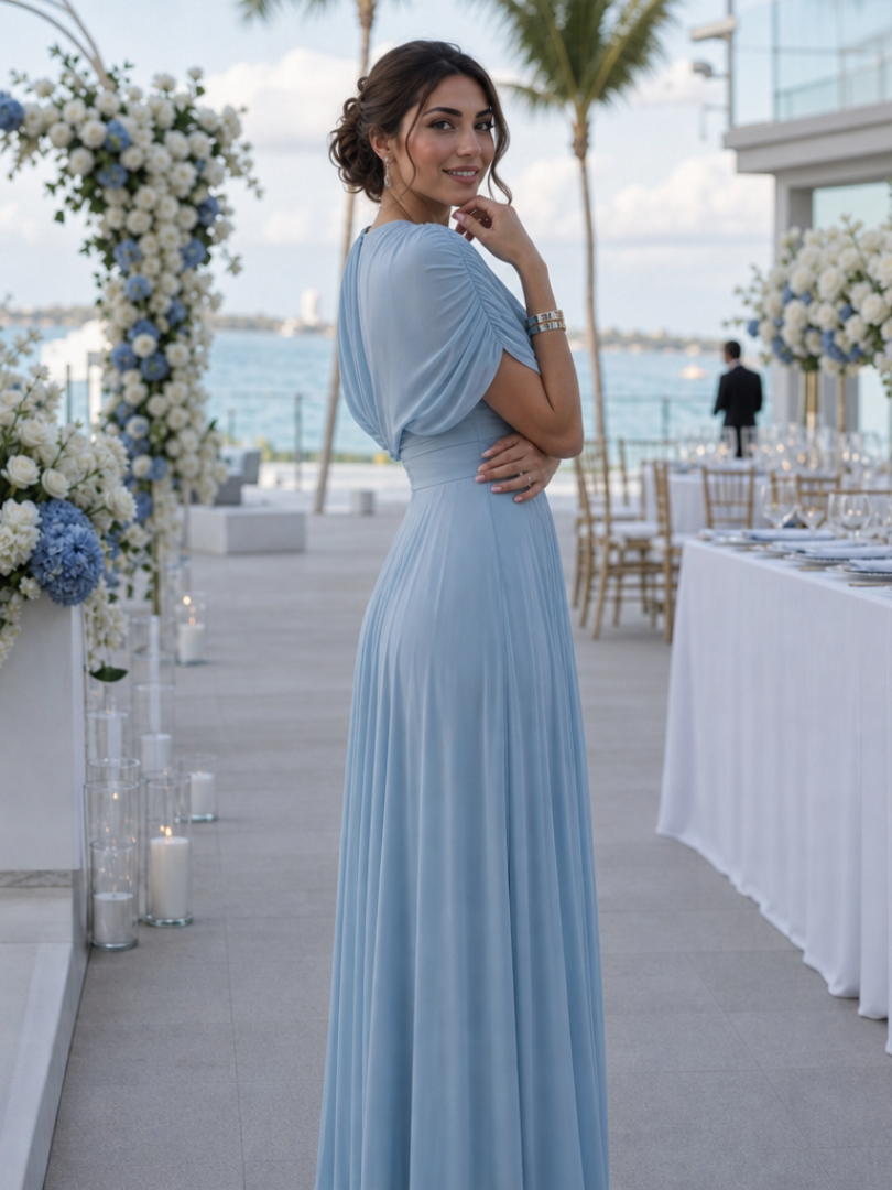 Women's One-Shoulder Maxi Dress with Draped Bodice for Formal