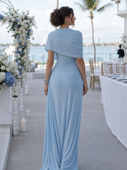 Women's One-Shoulder Maxi Dress with Draped Bodice for Formal