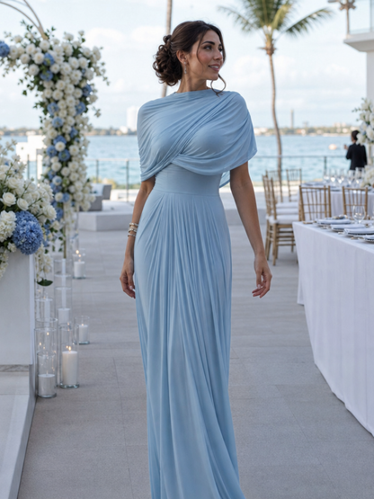 Women's One-Shoulder Maxi Dress with Draped Bodice for Formal