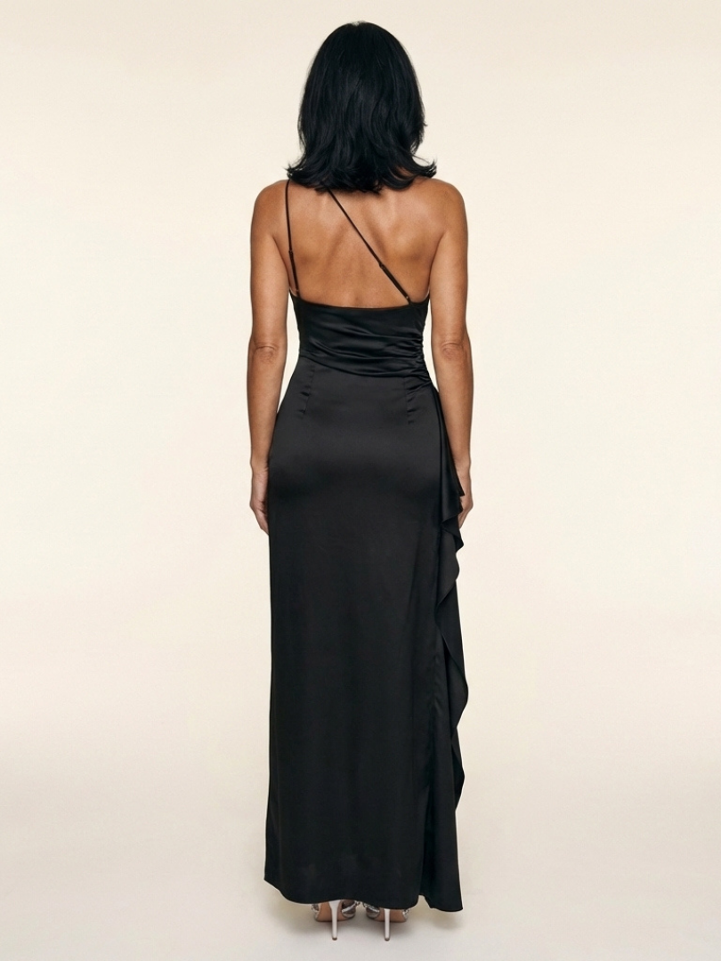 Women's One-Shoulder Maxi Dress with Draped Silhouette