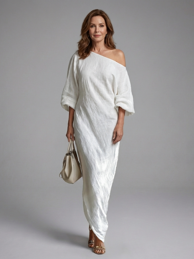 Women's One Shoulder Maxi Dress with Relaxed Fit for Summer