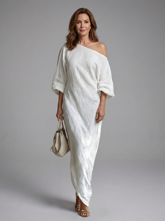 Women's One Shoulder Maxi Dress with Relaxed Fit for Summer