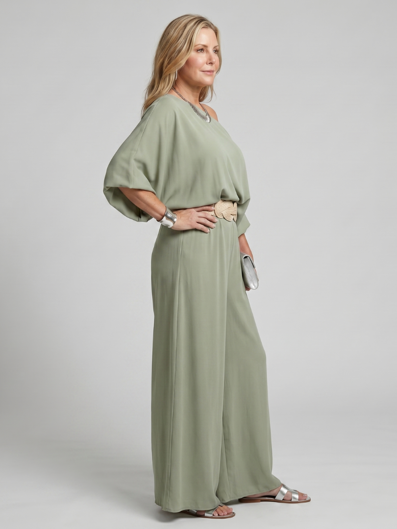Women's One-Shoulder Top &amp; Wide-Leg Pants Set for Events