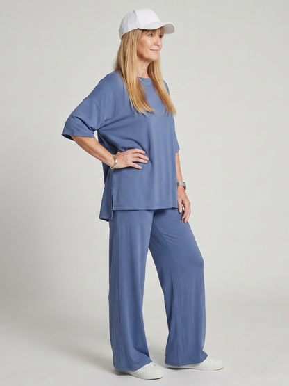 Women's Oversized Short-Sleeve Top &amp; Wide Leg Trousers Set