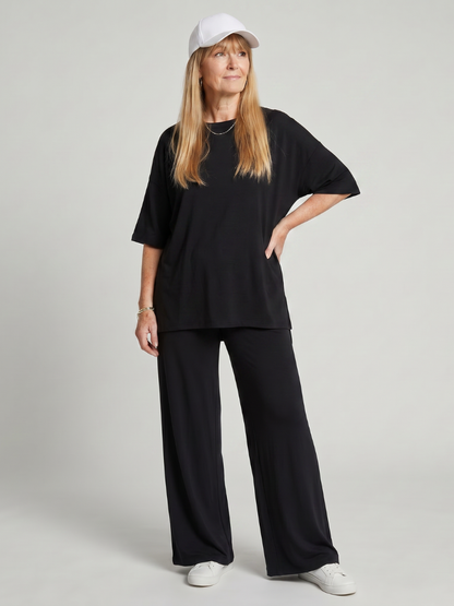 Women's Oversized Short-Sleeve Top &amp; Wide Leg Trousers Set