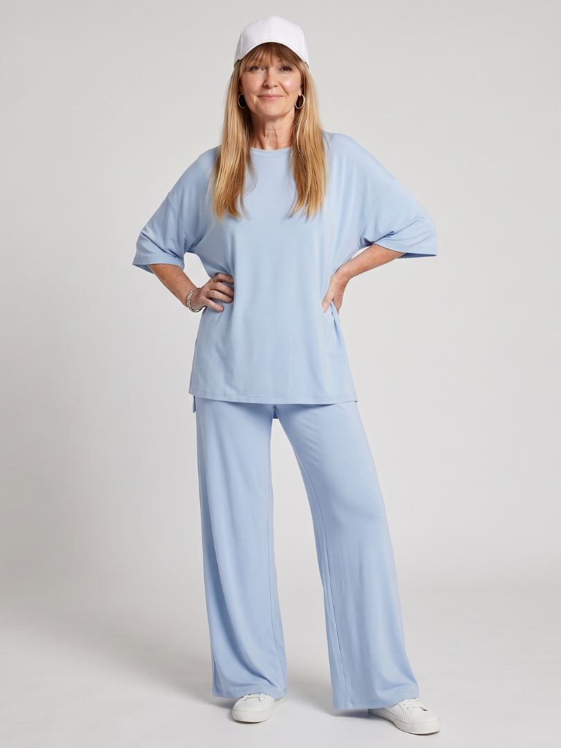 Women's Oversized Short-Sleeve Top &amp; Wide Leg Trousers Set