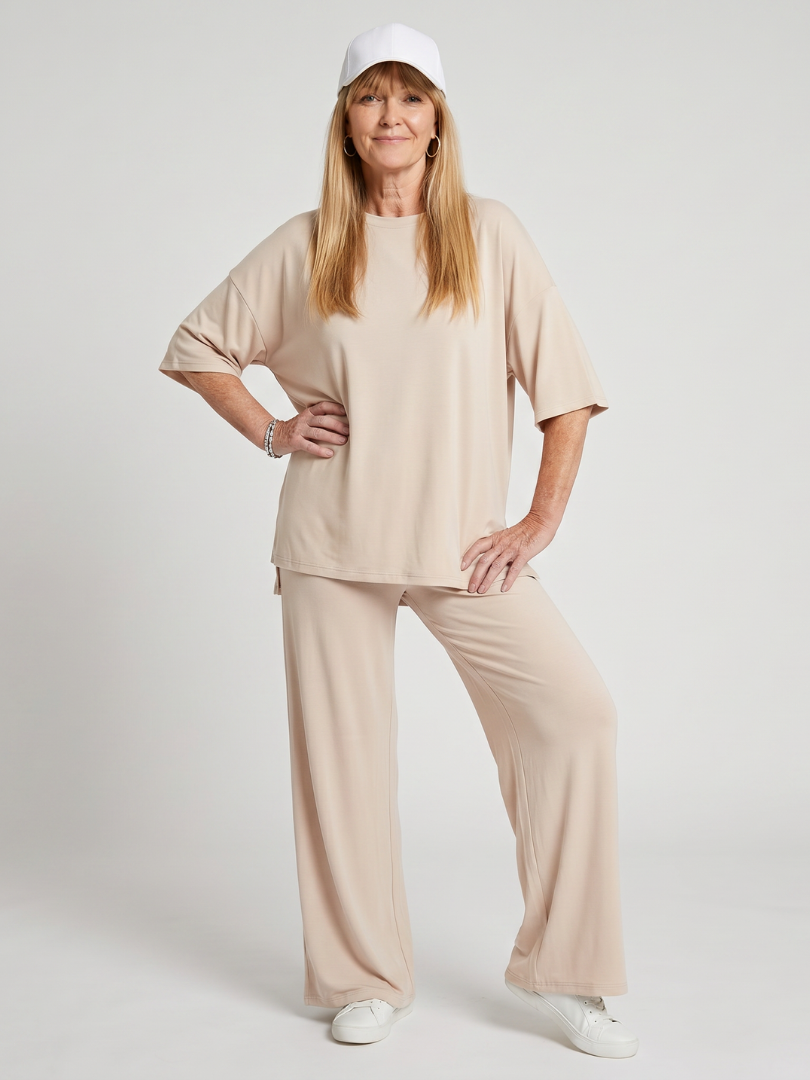 Women's Oversized Short-Sleeve Top &amp; Wide Leg Trousers Set