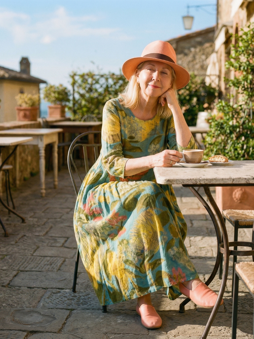Women's Painted Canvas Dress with Abstract Pattern for Everyday Wear