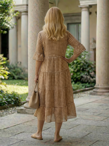 Women's Polka Dot Midi Dress Tiered Skirt for Everyday