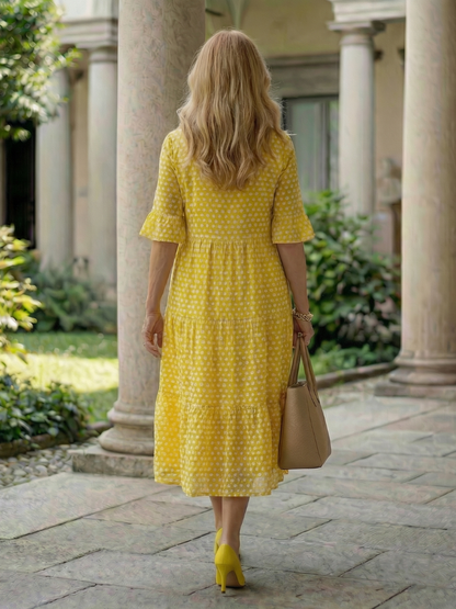Women's Polka Dot Midi Dress Tiered Skirt for Everyday