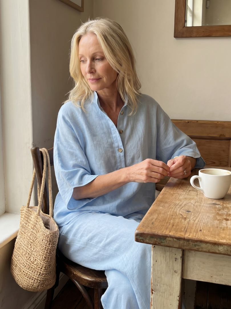 Women's Relaxed Tunic Set with Button Front for Everyday