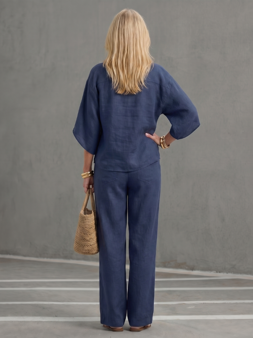 Women's Relaxed Tunic Set with Button Front for Everyday