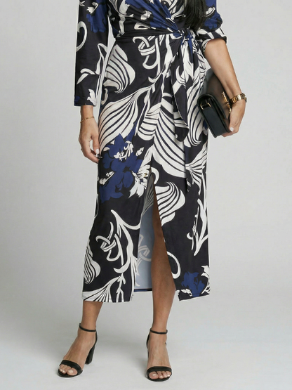 Women's Relaxed Wrap Midi Dress with Clean Drape for Daywear