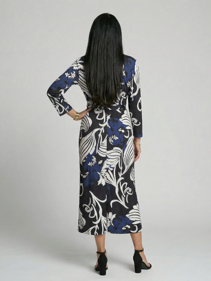 Women's Relaxed Wrap Midi Dress with Clean Drape for Daywear
