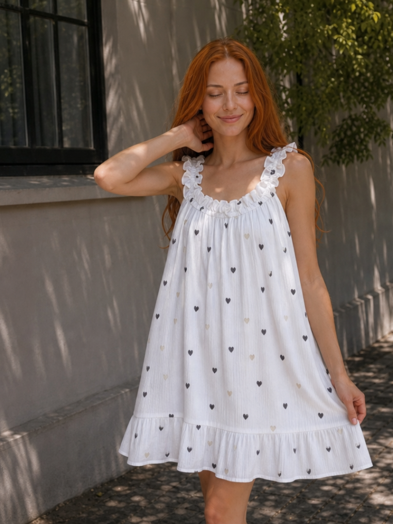 Women's Ruffle Strap Gingham Knee Length Dress for Summer