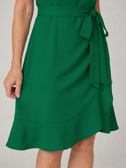 Women's Short Puff Sleeve Mini Dress with Side Tie for Casual Daytime