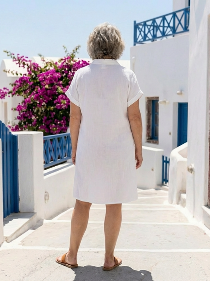 Women's Short Sleeve Dress with Front Pockets for Summer