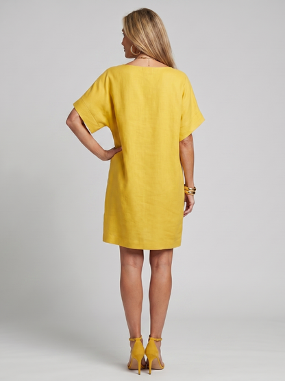 Women's Short Sleeve Knee Length Dress with Patch Pockets