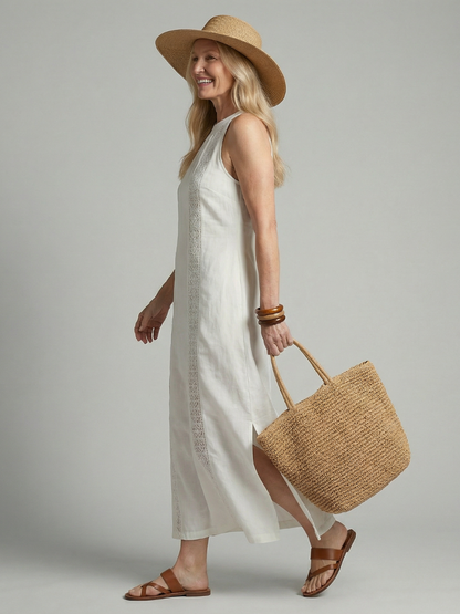 Women's Simple Midi Dress with Relaxed Fit for Daywear