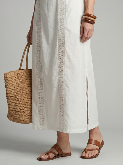 Women's Simple Midi Dress with Relaxed Fit for Daywear