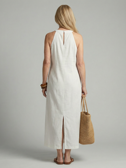 Women's Simple Midi Dress with Relaxed Fit for Daywear