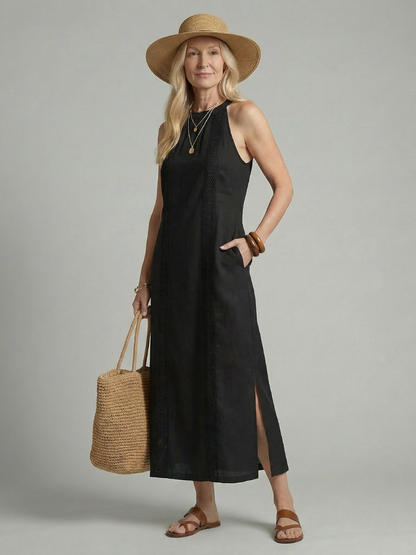 Women's Simple Midi Dress with Relaxed Fit for Daywear
