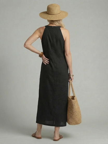 Women's Simple Midi Dress with Relaxed Fit for Daywear
