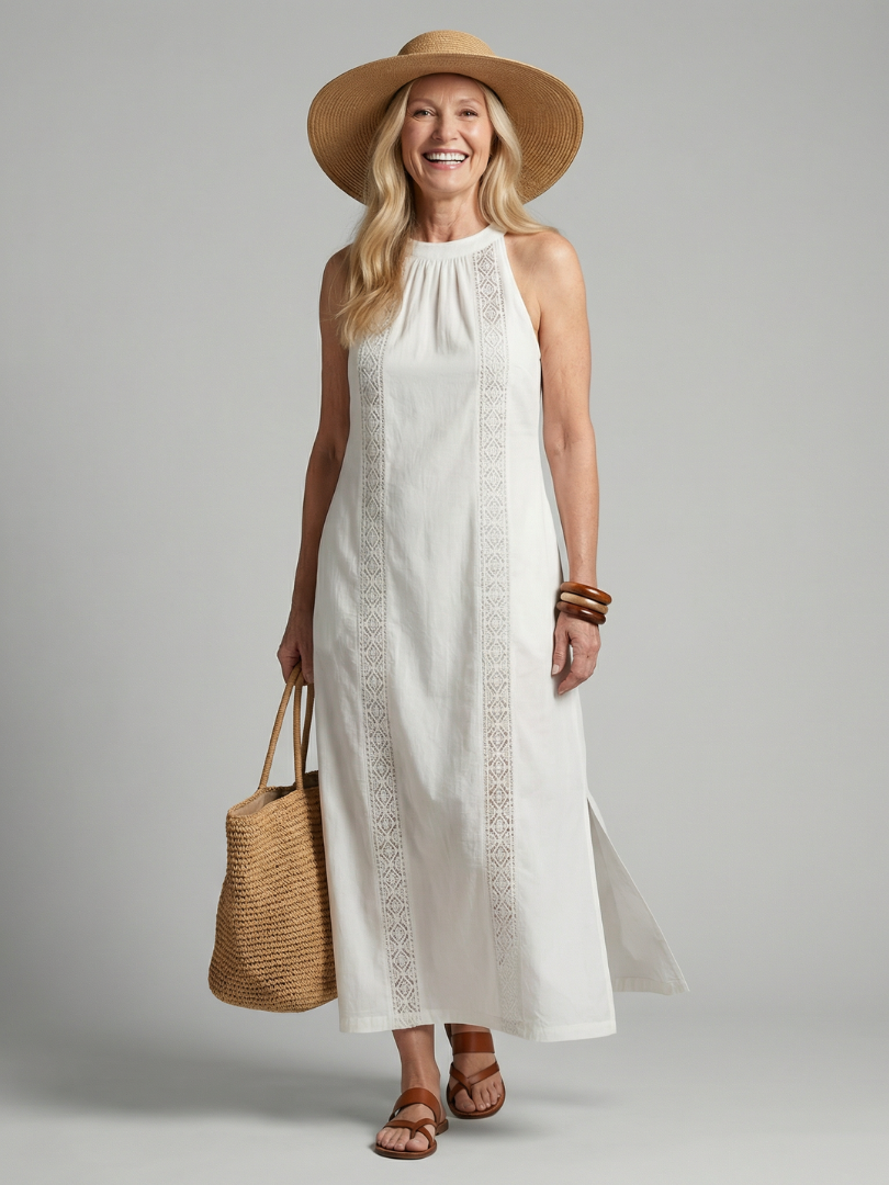 Women's Simple Midi Dress with Relaxed Fit for Daywear