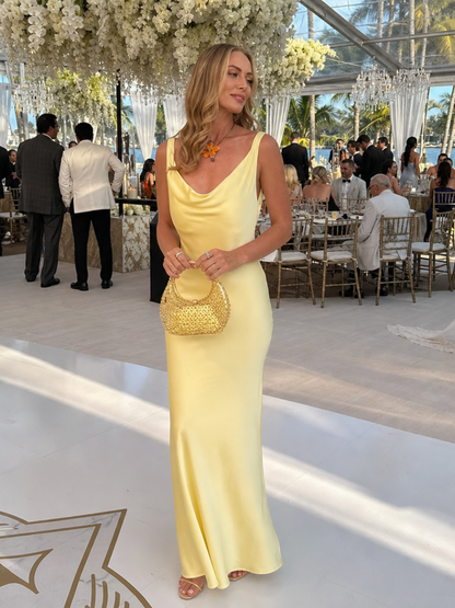 Women's Sleeveless Cowl Neck Maxi Dress with Fluid Draping