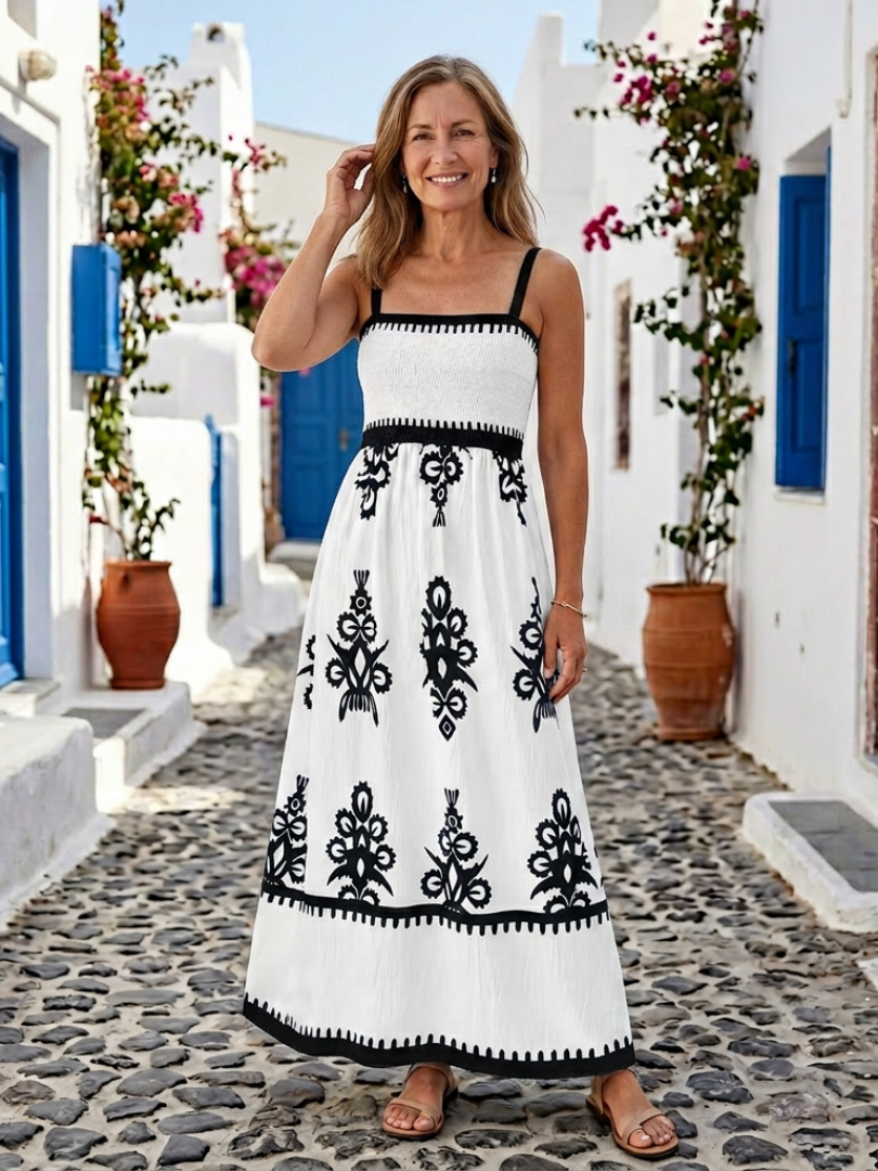 Women's Sleeveless Maxi Dress with Smocked Bodice for Summer
