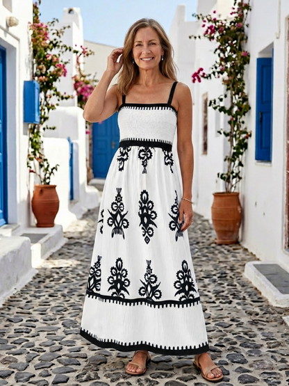 Women's Sleeveless Maxi Dress with Smocked Bodice for Summer